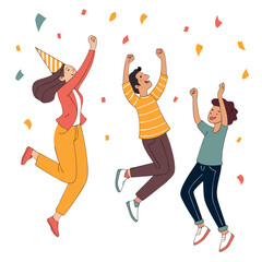 People jumping with joy at a party celebration