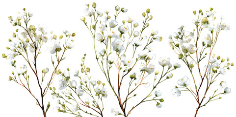 Background with tiny white flowers (gypsophila paniculata), blurred. Flower transparent background
