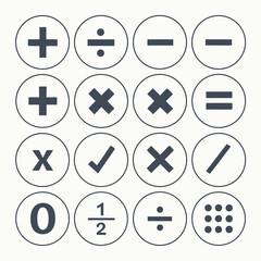Mathematical symbols collection arithmetic operations