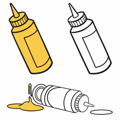 Yellow mustard bottles and spill condiment squeeze bottle