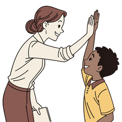 Teacher and student high five illustration success