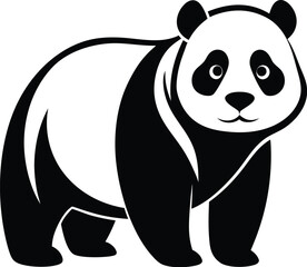 panda silhouette, bamboo vector, animal illustration