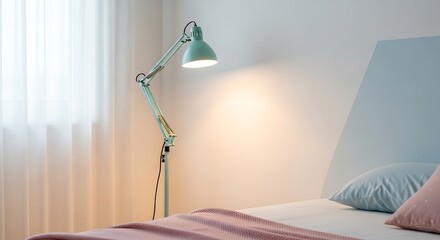 Elegant Mint Green Floor Lamp in Modern Bedroom Interior