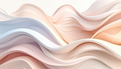Obraz premium Minimal abstract 3D background with wavy, flowing organic forms in a soft pastel clay color palette. Ideal for modern design, branding, and visual storytelling.