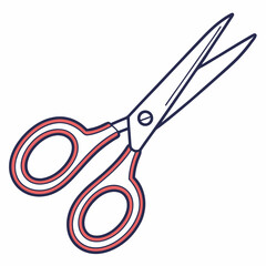 Scissors with coral and navy blue outline tool cutting