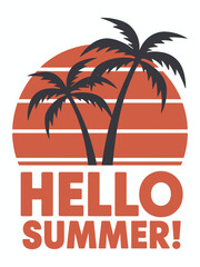 Hello Summer! Tropical Sunset Palm Tree Design
