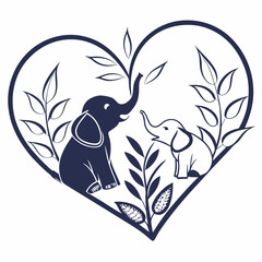 Elephant family heart emblem baby elephant love © zalal