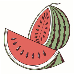 Watermelon slices with seeds fruit green