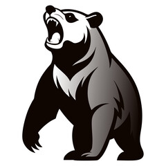 Naklejka premium Aggressive Grizzly Bear Standing on Hind Legs A Powerful Vector Illustration for Wildlife and Nature Themed Designs Suitable for Various Creative Projects