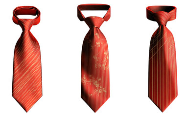 Set of various illustration of elegant, thin tie isolated on transparent background