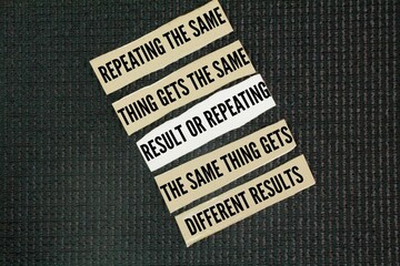Words or quotes of inspiration and motivation repeating the same thing gets the same result or...