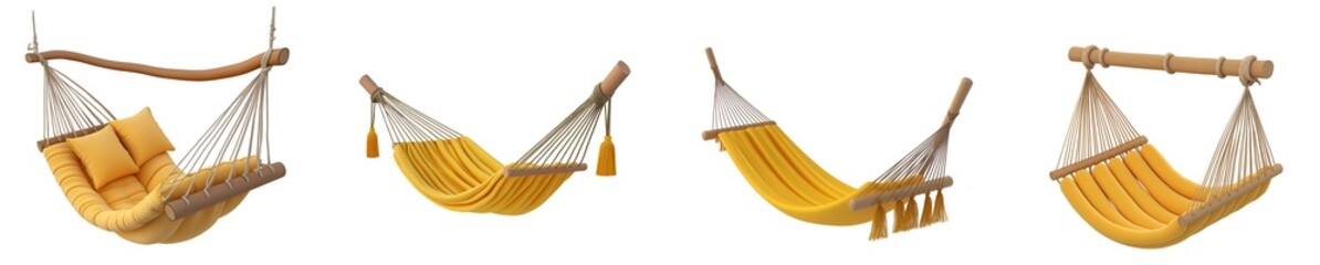 Set of various illustration of hammock isolated on transparent background