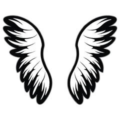 Obraz premium White wings vector illustration isolated on black and white background symbolizing freedom and peace