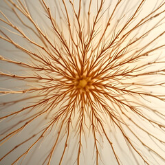 Obraz premium Dry botanical structure with radiating lines resembling root or flower base in beige tones