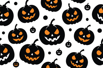 Halloween pumpkin jackolantern pattern isolated on white background