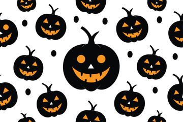 Halloween pumpkin jackolantern pattern isolated on white background