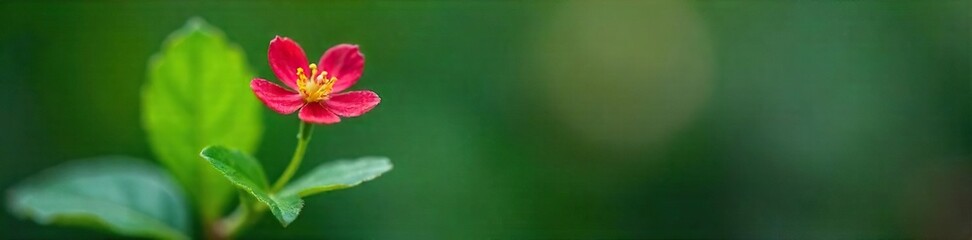 Fototapeta premium A tiny, delicate flower blossom, vibrant in color, perched on a miniature leaf Perfect for illustrating concepts of smallness, fragility, and nature's detail , botanical, wildlife