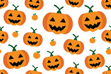 Halloween pumpkin pattern with small oranges, isolated on white