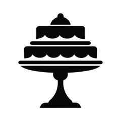 Elegant tiered cake on stand silhouette