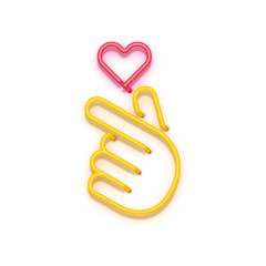golden hand pink heart symbol