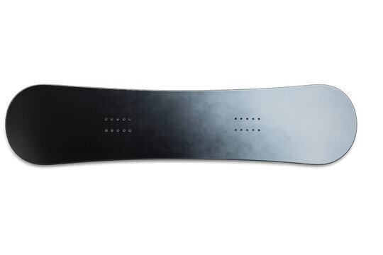 Snowboarding deck featuring black-to-white gradient, transparent backdrop highlighting winter sports design and aesthetic