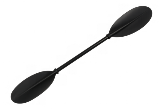 Black kayak paddle isolated on transparent background, ideal for promoting water sports, kayaking adventures, or outdoor activities