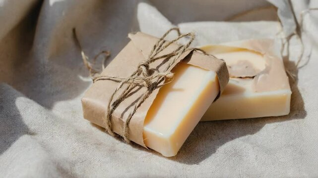 Natural Handcrafted Soap Bars Wrapped in Eco-Friendly Packaging for Artisan Skincare Design