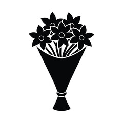Elegant bouquet of flowers in silhouette style