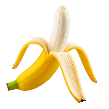 Peeled Banana Halfway Open, Transparent