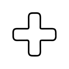 Isolated black plus symbol with rounded corners
