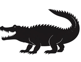 Fototapeta premium Minimal Crocodile Silhouette with Long Tail and Open Jaw – Vector PNG.