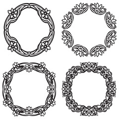 Serene and Hand-Drawn Vintage Decorative Floral Border Vector Set Packs