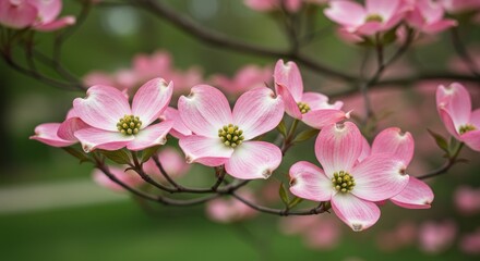 Obraz premium Close-up of delicate pink flowers in bloom