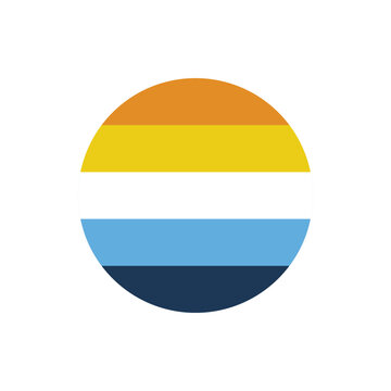 Aroace flag round vector symbol of intersection of aromantic and asexual identities on transparent background.