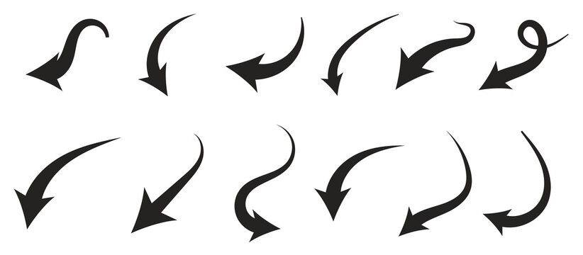 flat style curved arrow icon collection isolated different kinds arrow symbol indicator