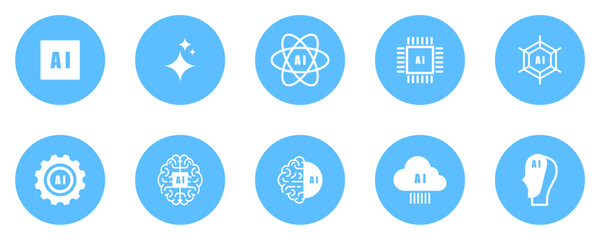 artificial intelligence / AI icon collection, artificial intelligence icon pack isolated without background
