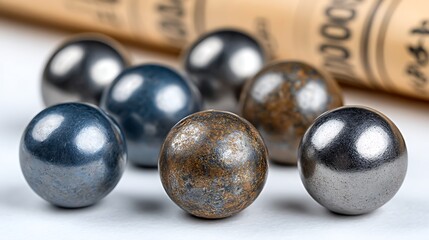 Antique Solid Steel Beads and Receipts with Abacus Elements