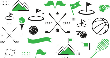 Golf country club logo, labels, icons and design elements
