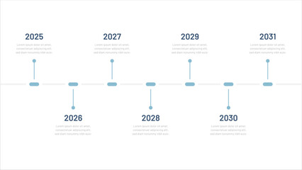 A seven-year timeline. Infographics for a presentation or website. Modern 7-step diagram