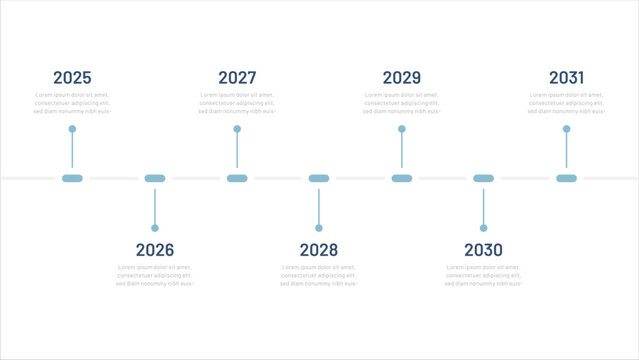 A seven-year timeline. Infographics for a presentation or website. Modern 7-step diagram