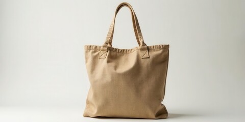 A Simple Beige Tote Bag, Perfect for Everyday Use, Made from Durable Fabric, Featuring Comfortable Handled and a Roomy Interior for Carrying Daily Essentials