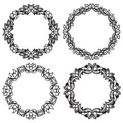 Elegant and Bold Vintage Decorative Floral Frames Vector Set Packs
