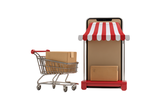Online shopping, mobile store, delivery concept