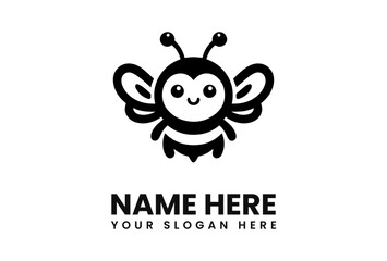 A cheerful cartoon bee logo with a smiling face, wings, and antennae.