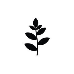 Fototapeta premium Simple Black Silhouette of a Plant with Five Leaves - Botanical Illustration