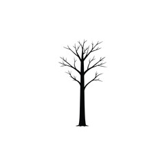 Obraz premium Bare Winter Tree Silhouette Simple Vector Illustration