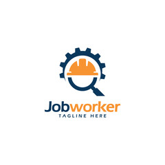 job worker contractor logo design job search concept recruitment agency HR
