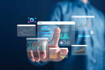 Investment data analysis with interactive financial dashboards and charts for performance insights,...