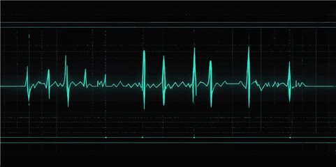 Medical monitor displaying a green heartbeat sound wave on a black background, illustrating health and cardiology data
