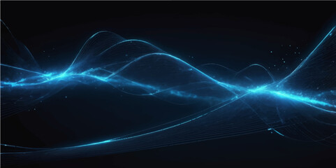 Abstract blue fractal art featuring glowing lines and a futuristic wave motion design for a dynamic technology background